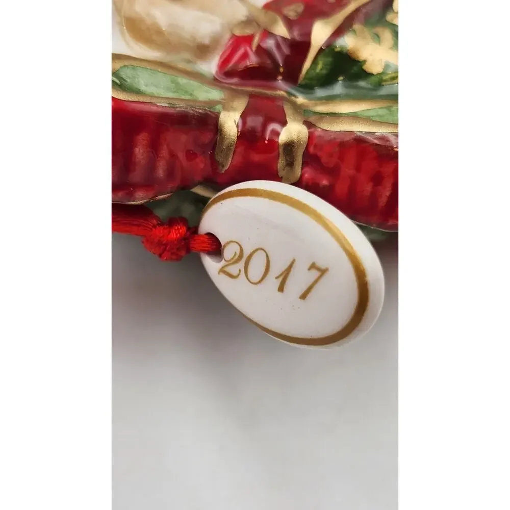 Fitz And Floyd Reagan White House Christmas Teddy Bear Ornament First Ladies NEW